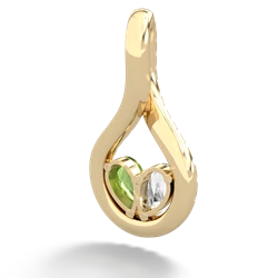 White Topaz Pave Twist 'One Heart' 14K Yellow Gold pendant P5360