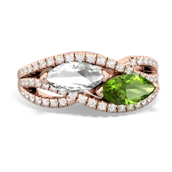 White Topaz Diamond Rivers 14K Rose Gold ring R3070