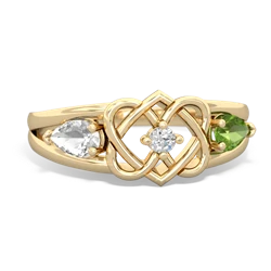 White Topaz Hearts Intertwined 14K Yellow Gold ring R5880