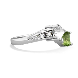 White Topaz Snuggling Hearts 14K White Gold ring R2178