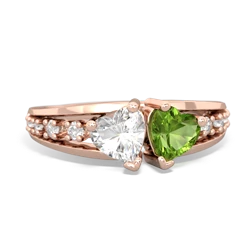 White Topaz Heart To Heart 14K Rose Gold ring R3342