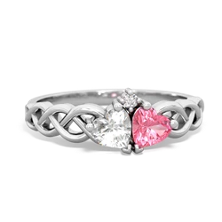 White Topaz Heart To Heart Braid 14K White Gold ring R5870