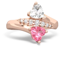 White Topaz Heart To Heart 14K Rose Gold ring R2064