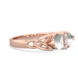 White Topaz Celtic Knot Double Heart 14K Rose Gold ring R5040