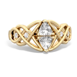 White Topaz Keepsake Celtic Knot 14K Yellow Gold ring R5300