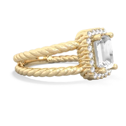 White Topaz Rope Split Band 14K Yellow Gold ring R2628