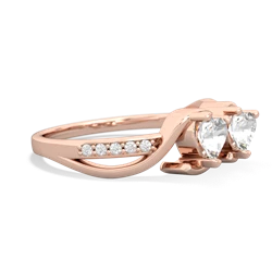 White Topaz Side By Side 14K Rose Gold ring R3090