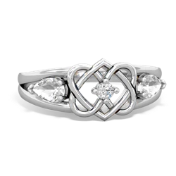 White Topaz Hearts Intertwined 14K White Gold ring R5880