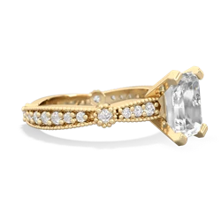 White Topaz Sparkling Tiara 8X6 Emerald-Cut 14K Yellow Gold ring R26298EM