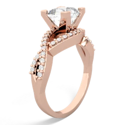 White Topaz Diamond Twist 6Mm Princess Engagment  14K Rose Gold ring R26406SQ