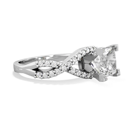 White Topaz Diamond Twist 6Mm Princess Engagment  14K White Gold ring R26406SQ