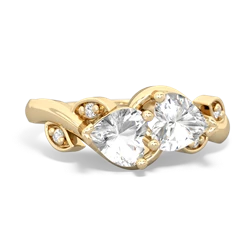 White Topaz Floral Elegance 14K Yellow Gold ring R5790