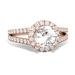 White Topaz Pave Halo 14K Rose Gold ring R5490