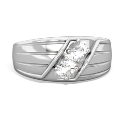 White Topaz Men's Streamline 14K White Gold ring R0460