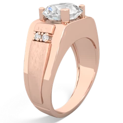 White Topaz Men's 9Mm Round 14K Rose Gold ring R1822