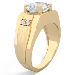 White Topaz Men's 9Mm Round 14K Yellow Gold ring R1822