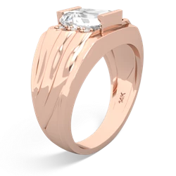 White Topaz Men's 9X7mm Emerald-Cut 14K Rose Gold ring R1835