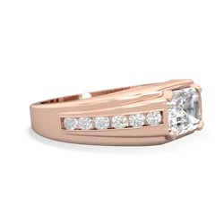 White Topaz Men's Diamond Channel 14K Rose Gold ring R0500