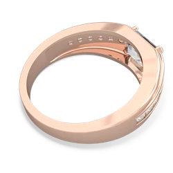 White Topaz Men's Diamond Channel 14K Rose Gold ring R0500