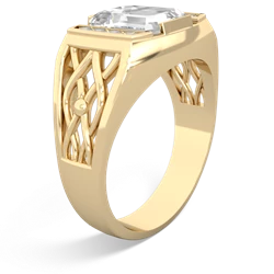 White Topaz Men's Vine 14K Yellow Gold ring R0490