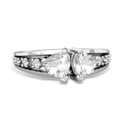 White Topaz Heart To Heart 14K White Gold ring R3342