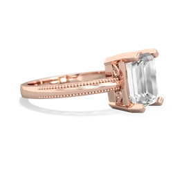 White Topaz Milgrain Scroll 14K Rose Gold ring R2338