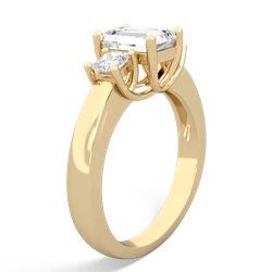 White Topaz Diamond Three Stone Emerald-Cut Trellis 14K Yellow Gold ring R4021