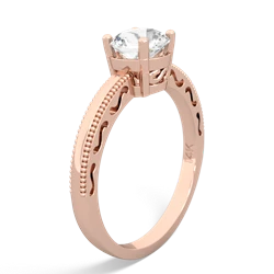 White Topaz Milgrain Filigree 14K Rose Gold ring R5090