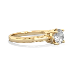 White Topaz Milgrain Filigree 14K Yellow Gold ring R5090