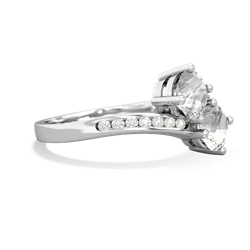 White Topaz Channel Set Two Stone 14K White Gold ring R5303