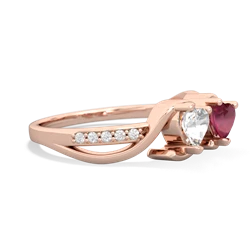 White Topaz Side By Side 14K Rose Gold ring R3090