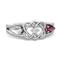 White Topaz Hearts Intertwined 14K White Gold ring R5880