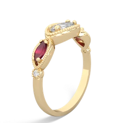 White Topaz Milgrain Marquise 14K Yellow Gold ring R5700