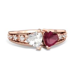 White Topaz Heart To Heart 14K Rose Gold ring R3342