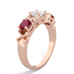 White Topaz Hugs And Kisses 14K Rose Gold ring R5016