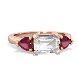 White Topaz Three Stone 14K Rose Gold ring R5235