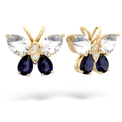 White Topaz Butterfly 14K Yellow Gold earrings E2215