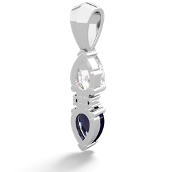 White Topaz Bowtie Drop 14K White Gold pendant P0865