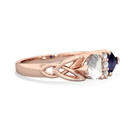 White Topaz Celtic Knot Double Heart 14K Rose Gold ring R5040