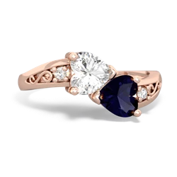 White Topaz Snuggling Hearts 14K Rose Gold ring R2178