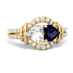 White Topaz Art-Deco Keepsake 14K Yellow Gold ring R5630