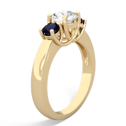 White Topaz Three Stone Round Trellis 14K Yellow Gold ring R4018