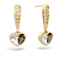 White Topaz Filligree Heart 14K Yellow Gold earrings E5070