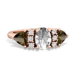 White Topaz Antique Style Three Stone 14K Rose Gold ring R2186