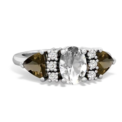 White Topaz Antique Style Three Stone 14K White Gold ring R2186