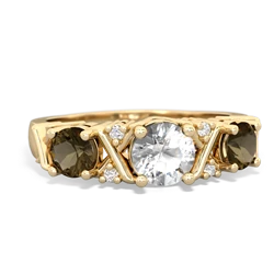 White Topaz Hugs And Kisses 14K Yellow Gold ring R5016