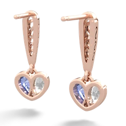 White Topaz Filligree Heart 14K Rose Gold earrings E5070