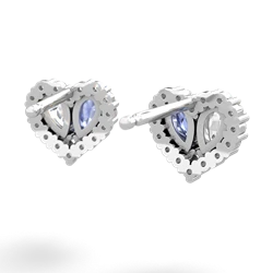 White Topaz Halo 14K White Gold earrings E7008