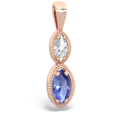 White Topaz Antique-Style Halo 14K Rose Gold pendant P5700