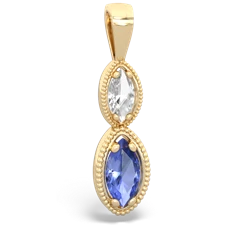 White Topaz Antique-Style Halo 14K Yellow Gold pendant P5700